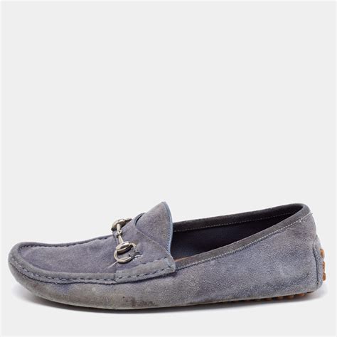 Men's driver with Horsebit in blue suede 